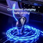 كابل شحن مغناطيسي مضيء (بتقنية التدفق الضوئي) يدعم الشحن السريع - متوافق مع منافذ Lightning وMicro USB وType-C